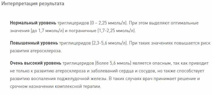 показатели триглицеридов в анализе крови